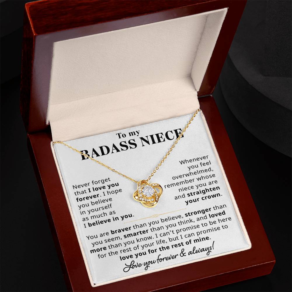 To My Badass Niece Gift - Love Knot Necklace Gift Set