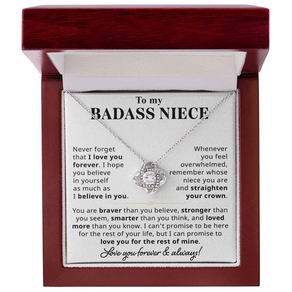 To My Badass Niece Gift - Love Knot Necklace Gift Set