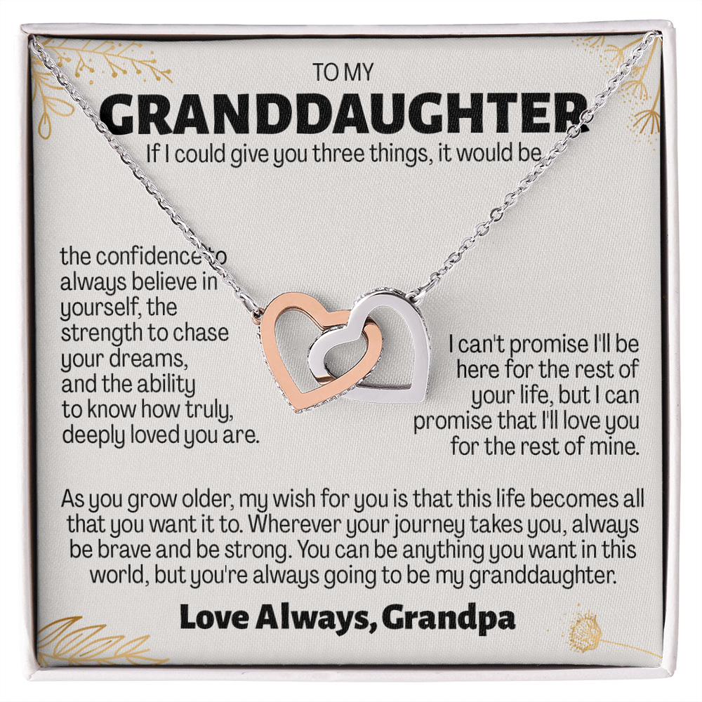 Granddaughter Gift From Grandpa - Interlocking Heart Necklace