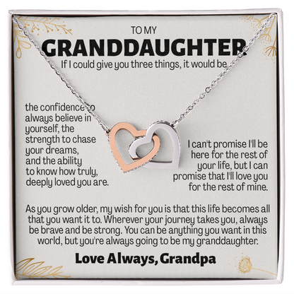 Granddaughter Gift From Grandpa - Interlocking Heart Necklace
