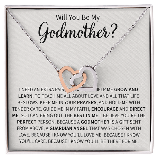 Godmother Proposal Gift - Interlocking Heart Necklace