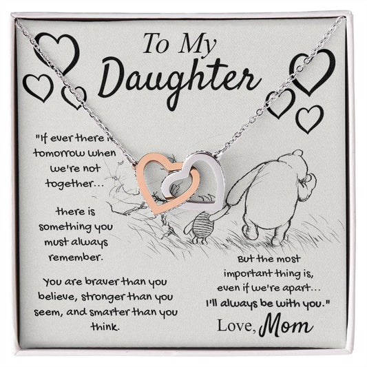 Daughter Gift From Mom, Gifts for Daughter From Mother - Interlocking Heart Necklace