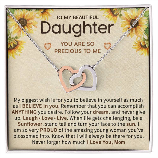 Daughter Gift From Mom - Interlocking Hearts Necklace