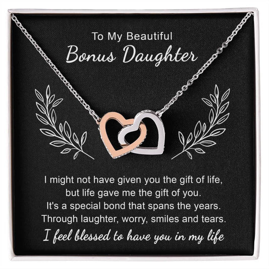 To My Bonus Daughter Necklaces - Bonus Daughter Gifts From Stepdad, Stepdaughter Gifts From Stepmom, Step Daughter Gifts From Stepdad