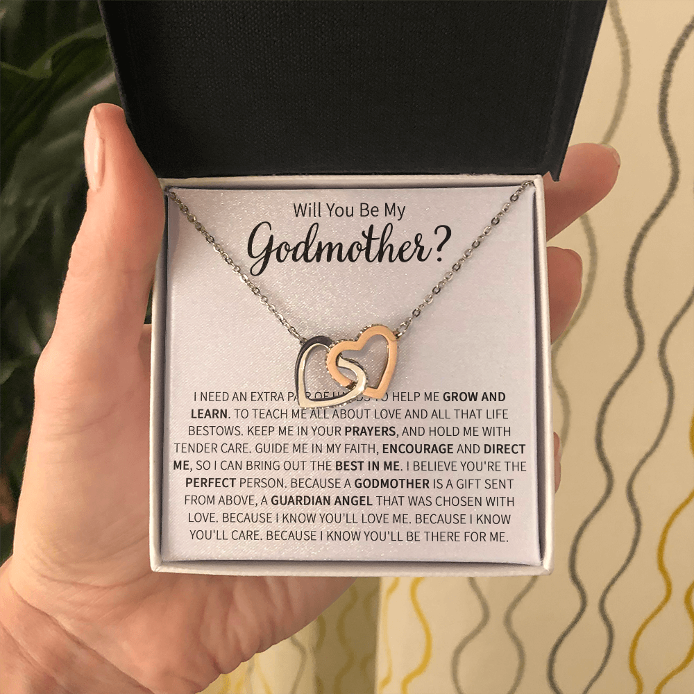 Godmother Proposal Gift - Interlocking Heart Necklace