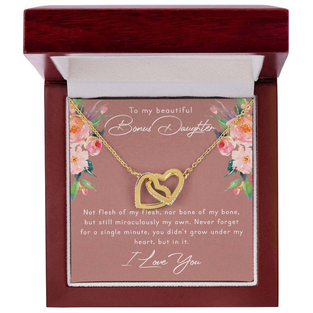Bonus Daughter, Stepdaughter Gifts - Interlocking Heart Necklace