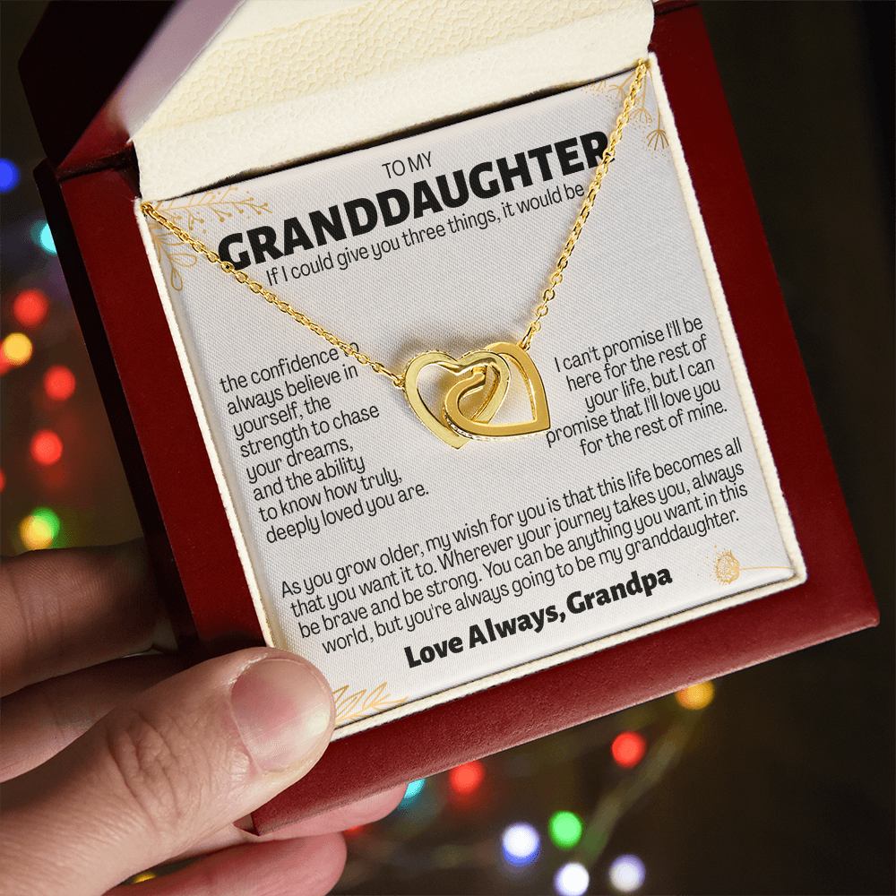 Granddaughter Gift From Grandpa - Interlocking Heart Necklace