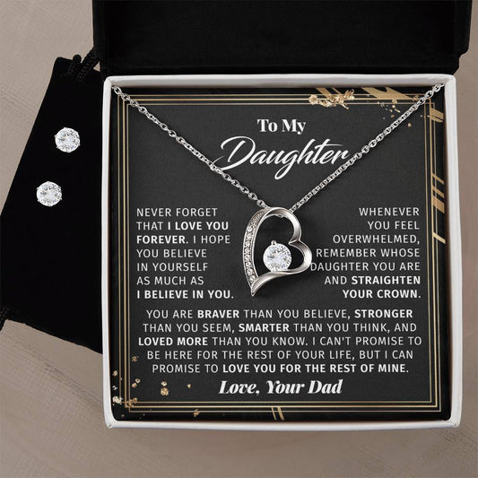 To My Daughter Gifts from Dad - Necklace Earing Gift Set