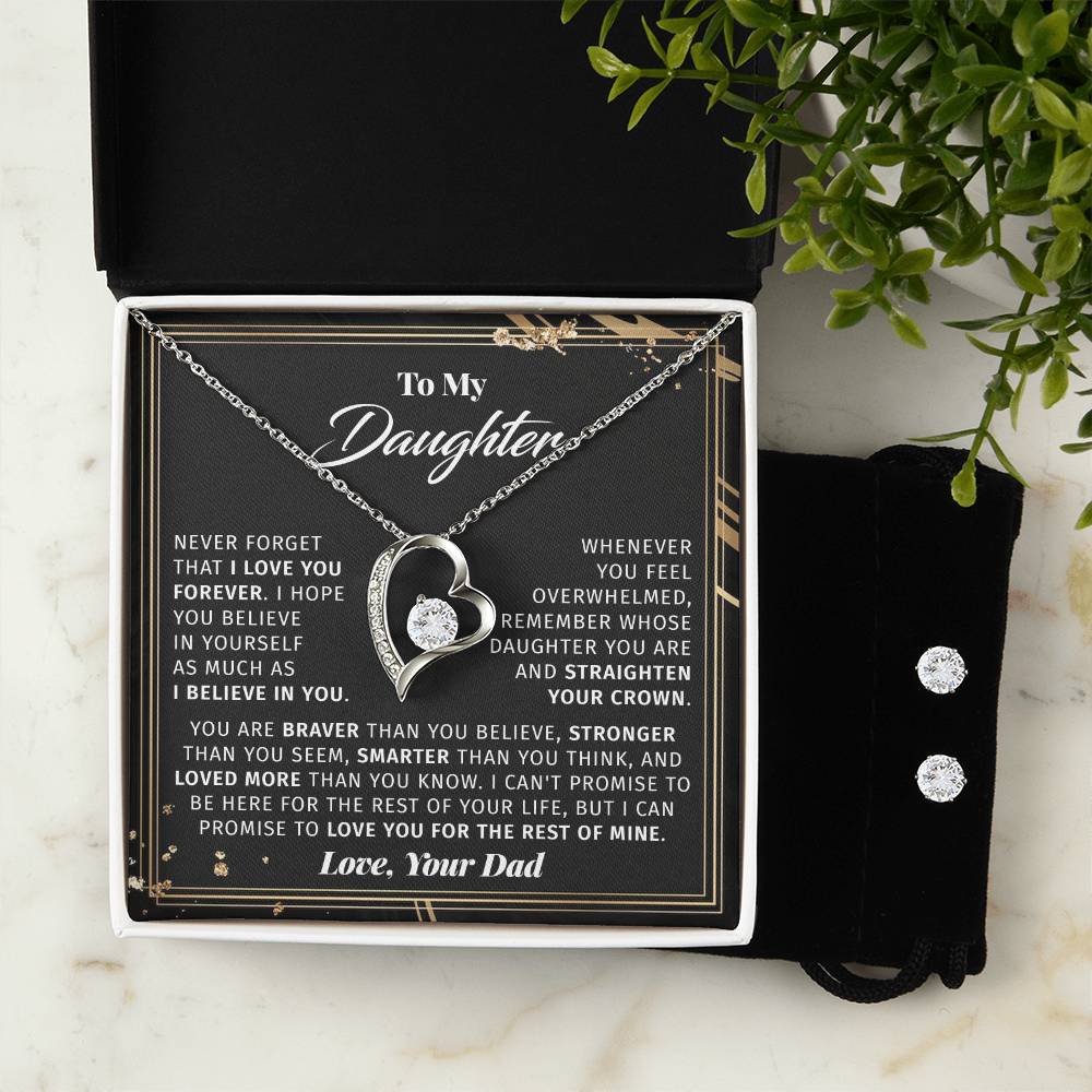 To My Daughter Gifts from Dad - Necklace Earing Gift Set