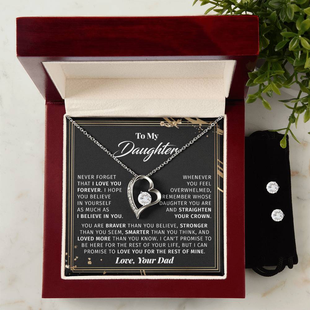 To My Daughter Gifts from Dad - Necklace Earing Gift Set