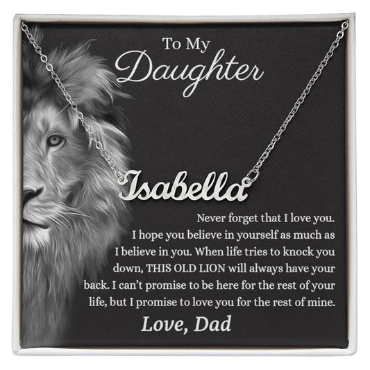 Daughter Gifts from Dad - Lion Custom name necklace