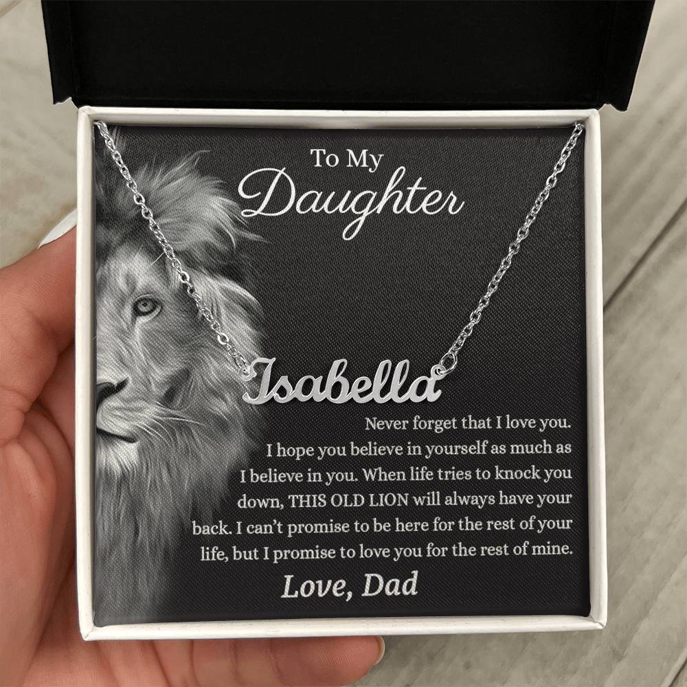 Daughter Gifts from Dad - Lion Custom name necklace