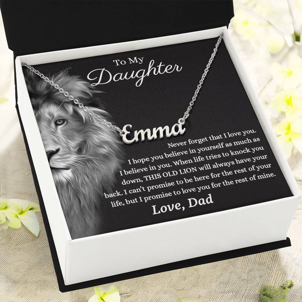 Daughter Gifts from Dad - Lion Custom name necklace