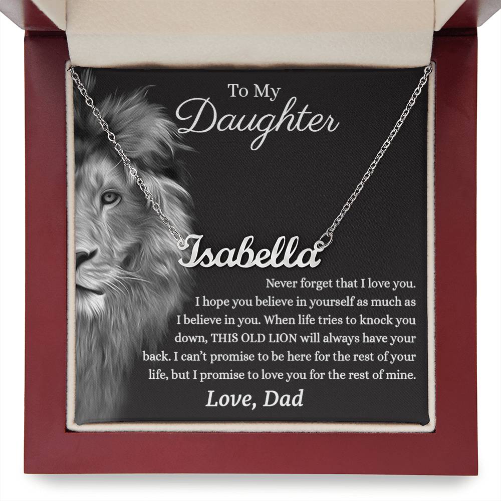 Daughter Gifts from Dad - Lion Custom name necklace