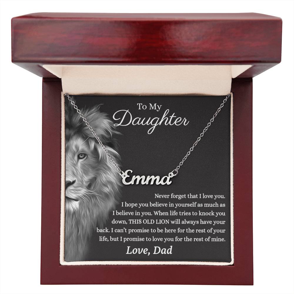 Daughter Gifts from Dad - Lion Custom name necklace