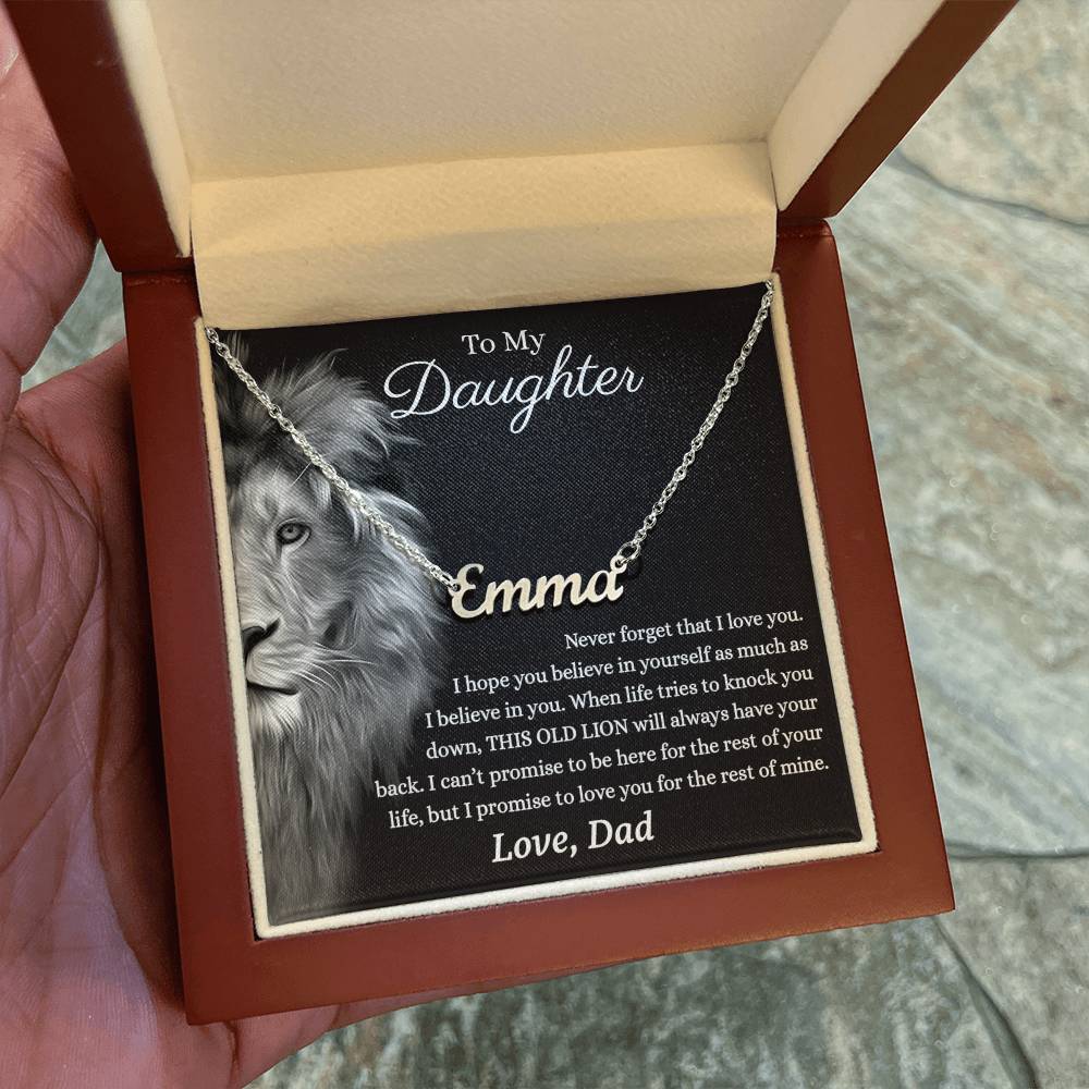 Daughter Gifts from Dad - Lion Custom name necklace