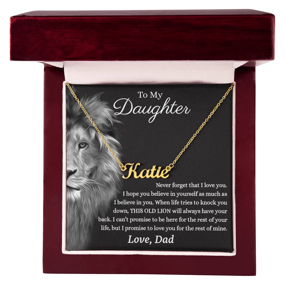 Daughter Gifts from Dad - Lion Custom name necklace