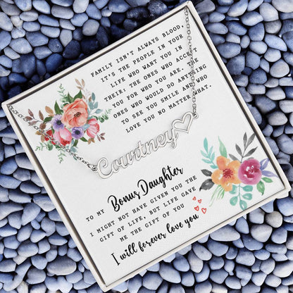 Gift For Bonus Daughter - Custom Name Necklace
