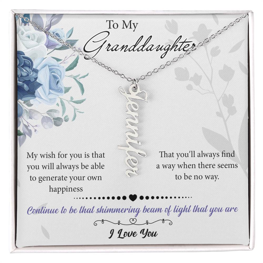 To My Granddaughter Custom Gift - Personalized Vertical Name Necklace