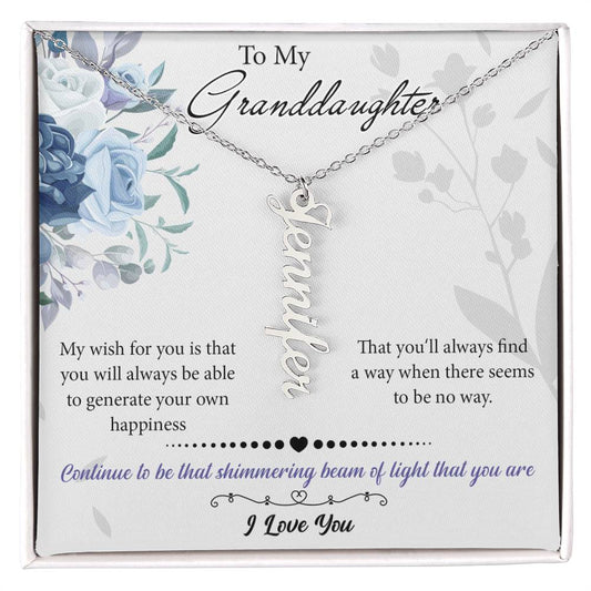 To My Granddaughter Custom Gift - Personalized Vertical Name Necklace