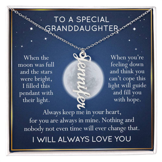 To My Granddaughter Custom Gift - Personalized Vertical Name Necklace