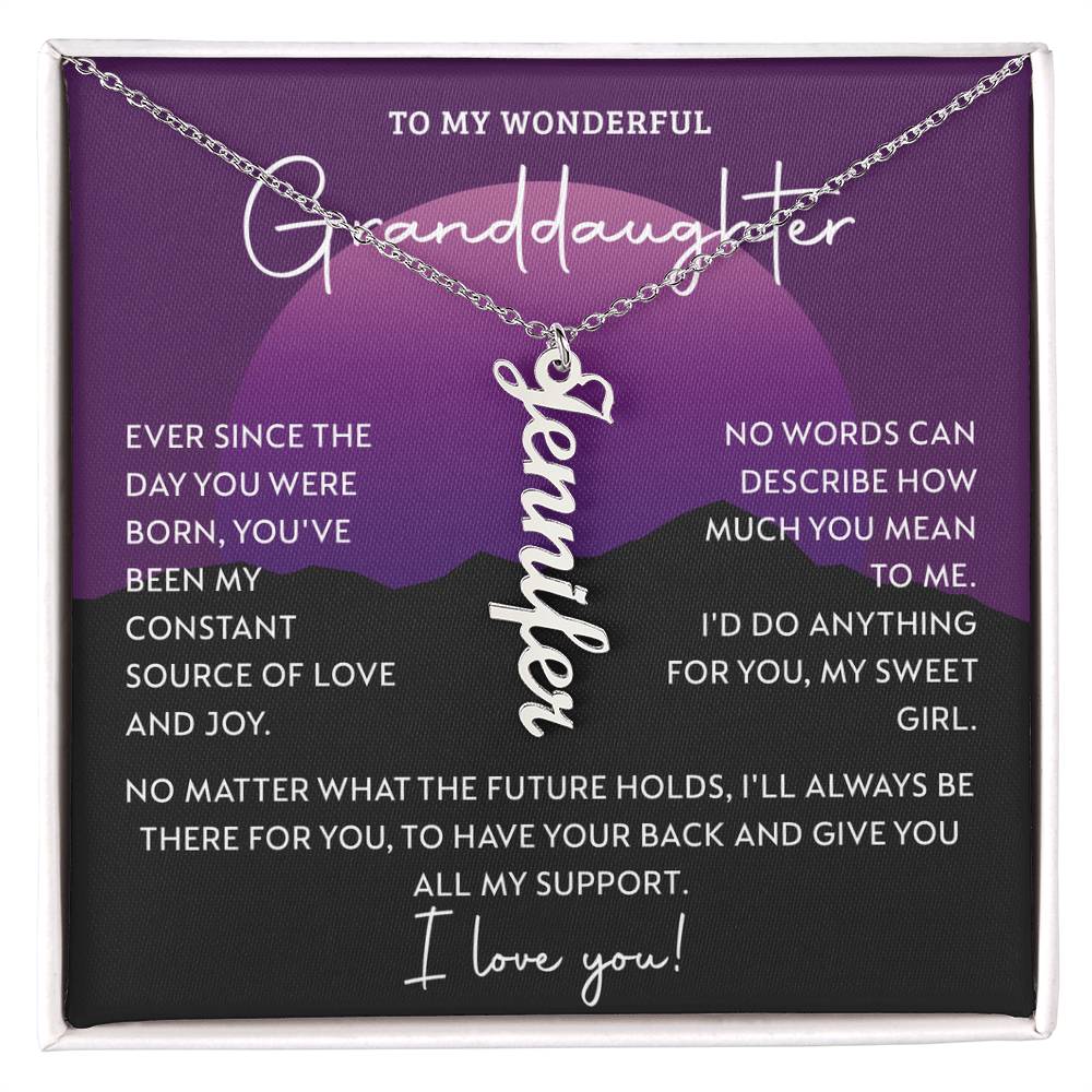 To My Granddaughter Custom Gift - Personalized Vertical Name Necklace