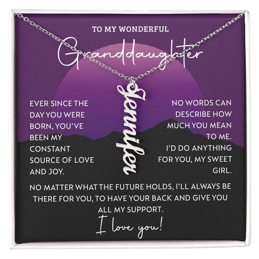 To My Granddaughter Custom Gift - Personalized Vertical Name Necklace
