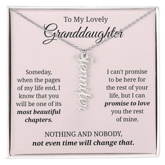 To My Granddaughter Custom Gift - Personalized Vertical Name Necklace