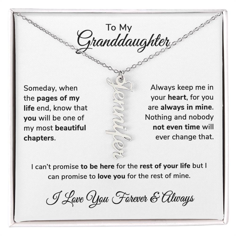 To My Granddaughter Custom Gift - Personalized Vertical Name Necklace
