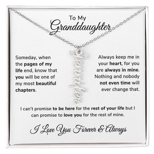 To My Granddaughter Custom Gift - Personalized Vertical Name Necklace