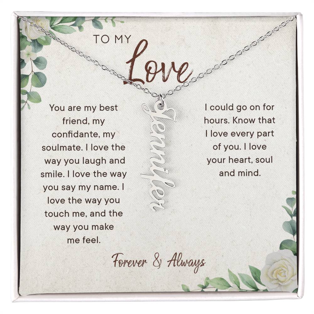 To My Love Gift For Her - Personalized Vertical Name Necklace