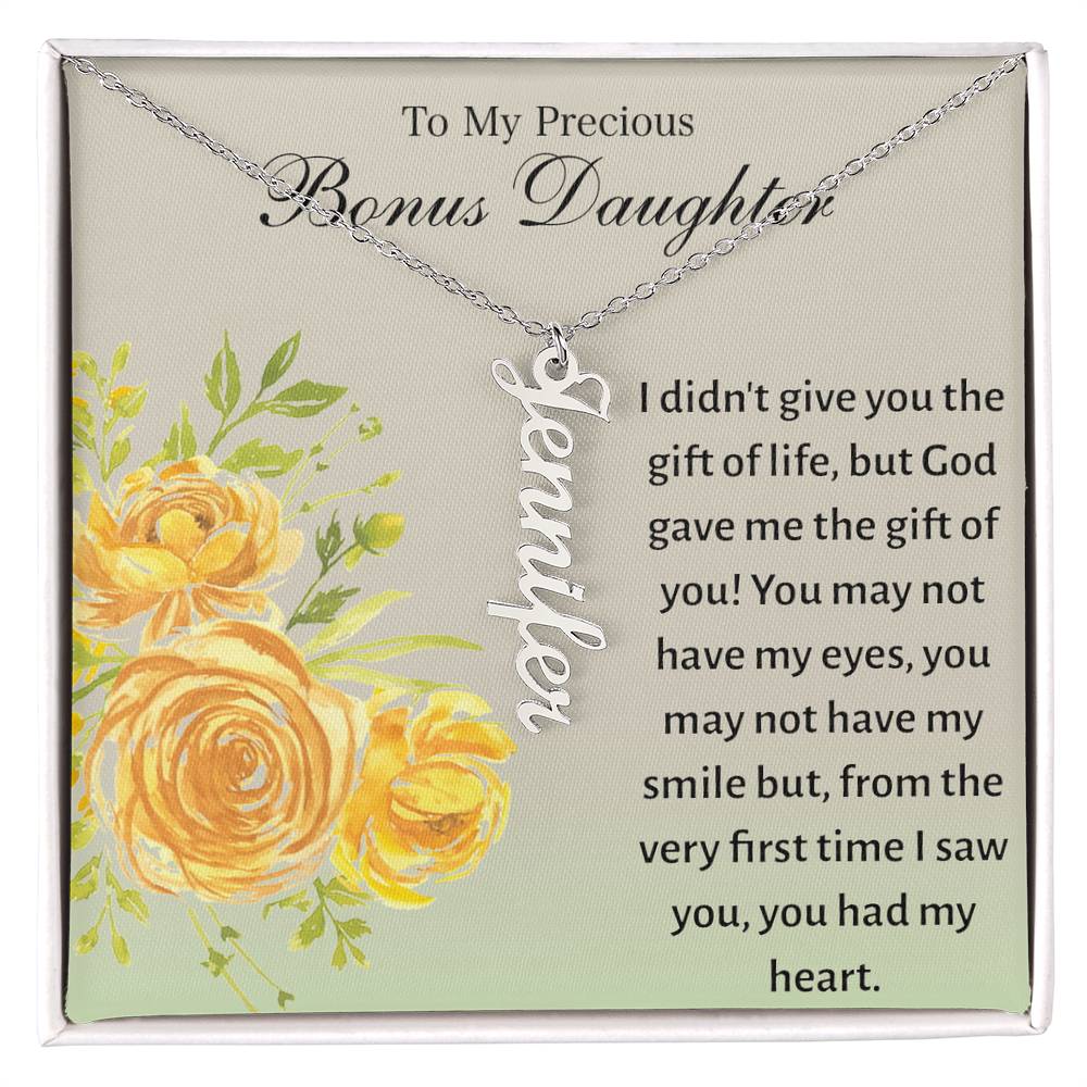 To My Bonus Daughter - Personalized Vertical Name Necklace