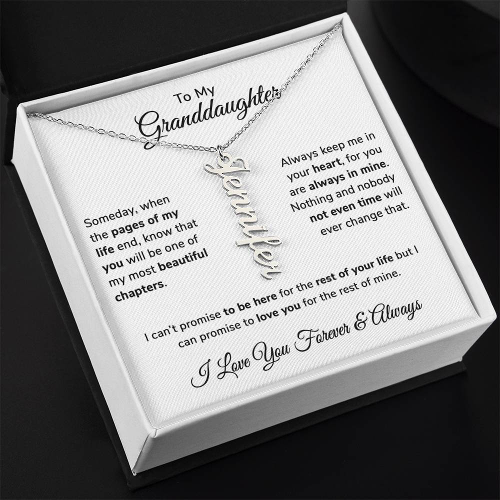 To My Granddaughter Custom Gift - Personalized Vertical Name Necklace