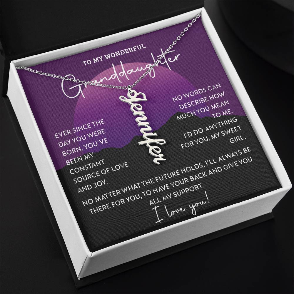 To My Granddaughter Custom Gift - Personalized Vertical Name Necklace