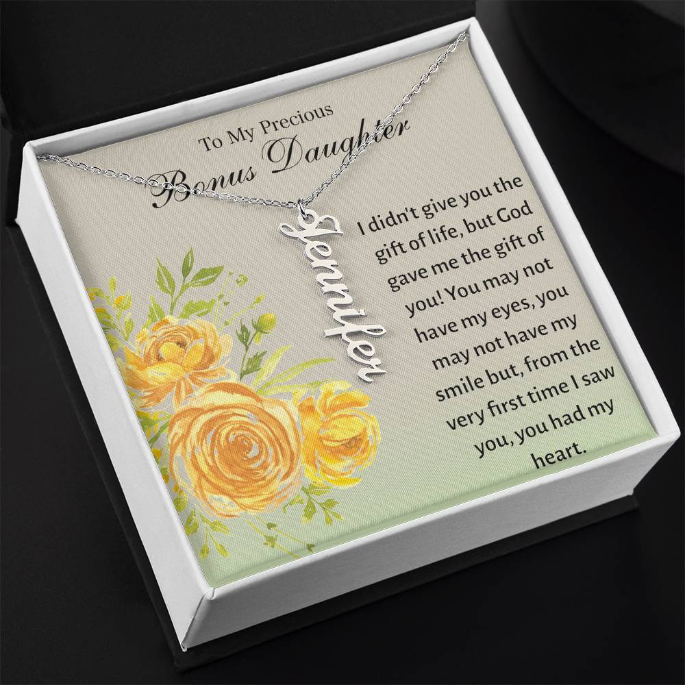 To My Bonus Daughter - Personalized Vertical Name Necklace