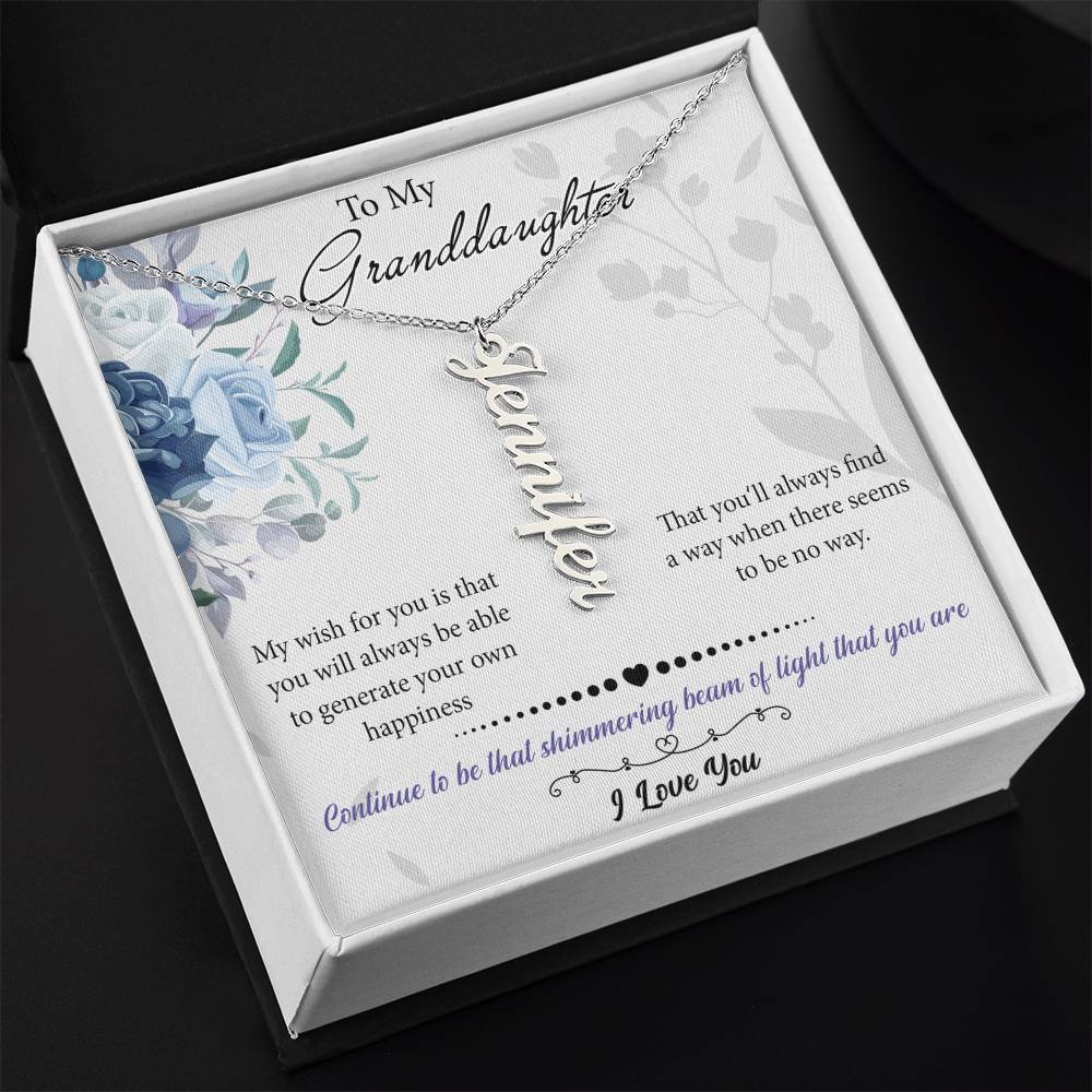 To My Granddaughter Custom Gift - Personalized Vertical Name Necklace
