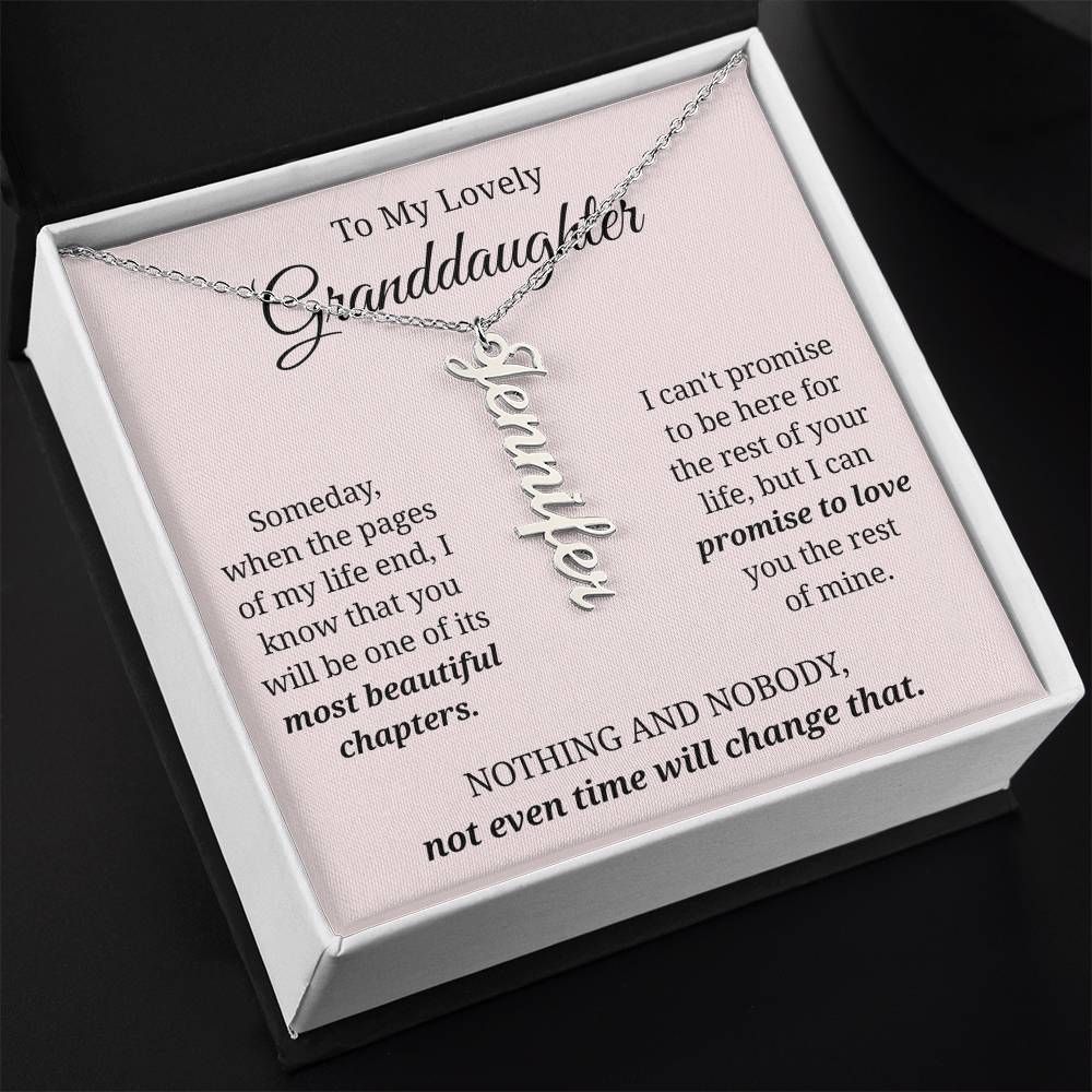 To My Granddaughter Custom Gift - Personalized Vertical Name Necklace