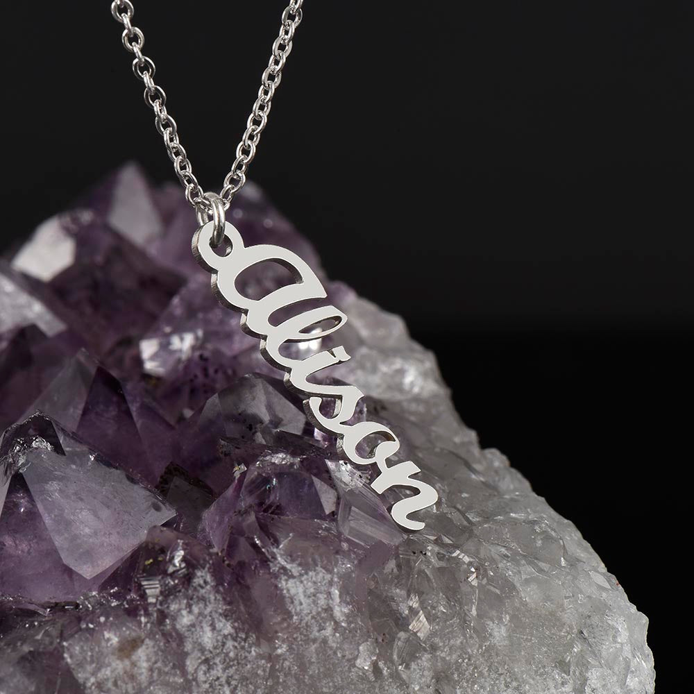 To My Granddaughter Custom Gift - Personalized Vertical Name Necklace