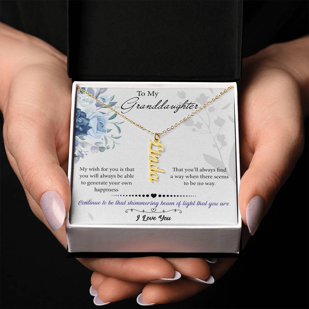 To My Granddaughter Custom Gift - Personalized Vertical Name Necklace