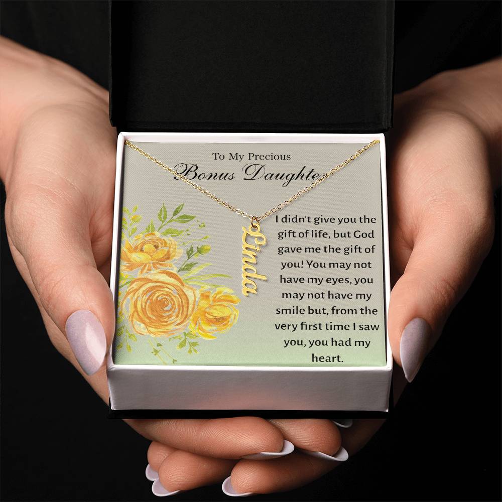 To My Bonus Daughter - Personalized Vertical Name Necklace
