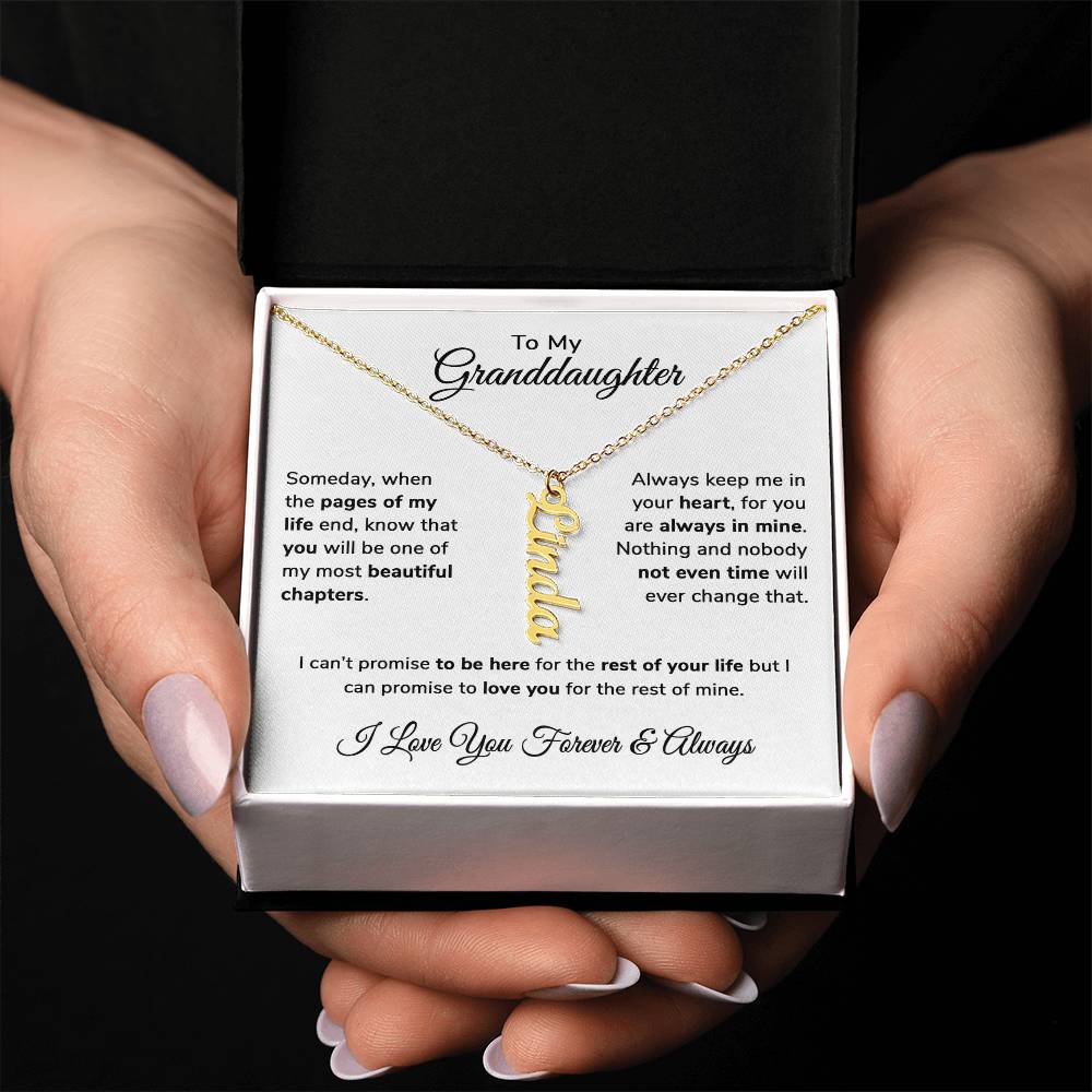 To My Granddaughter Custom Gift - Personalized Vertical Name Necklace
