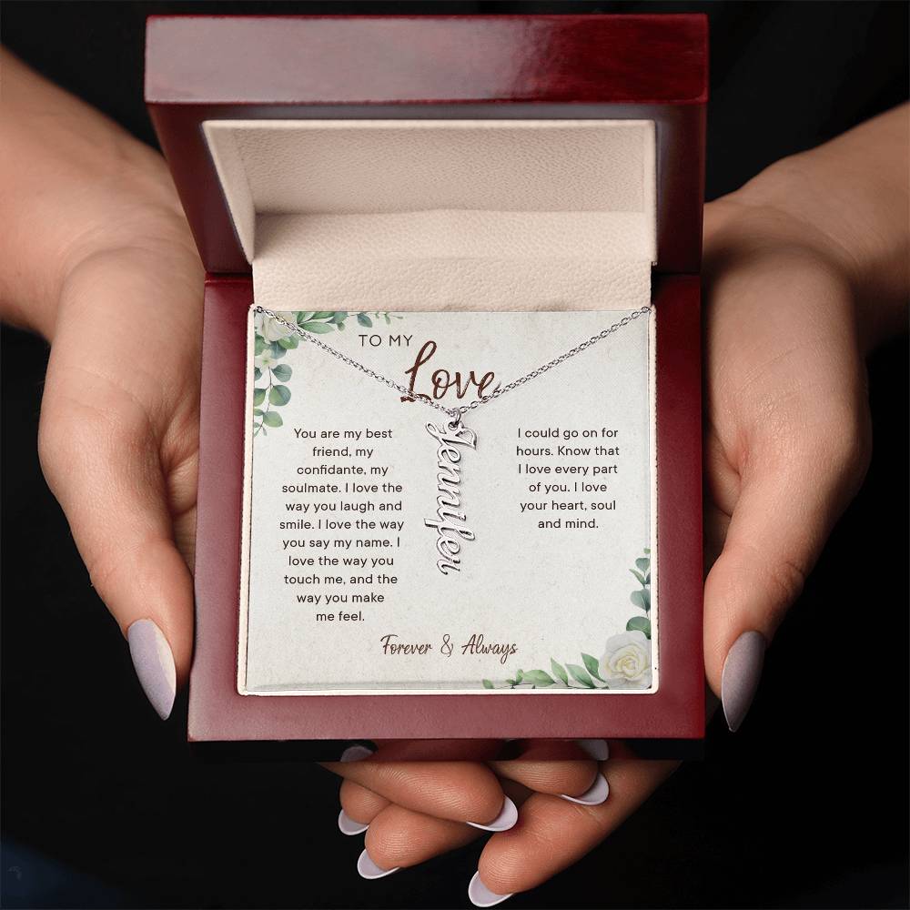 To My Love Gift For Her - Personalized Vertical Name Necklace