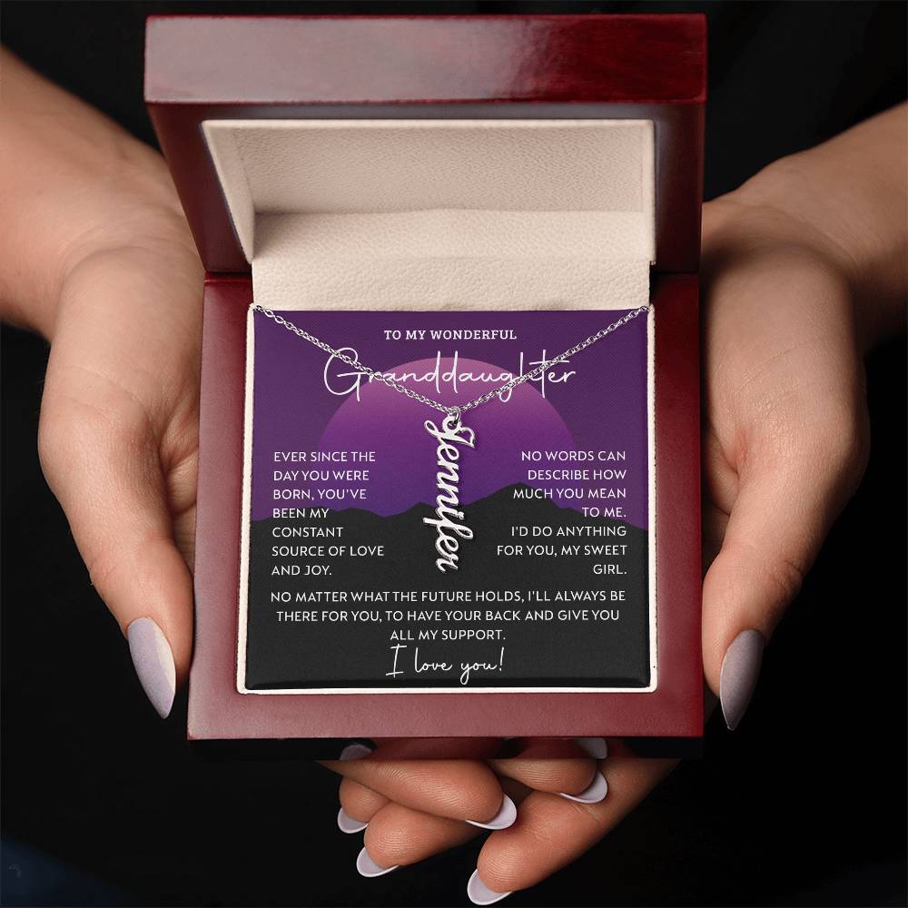 To My Granddaughter Custom Gift - Personalized Vertical Name Necklace