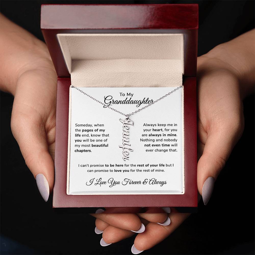 To My Granddaughter Custom Gift - Personalized Vertical Name Necklace