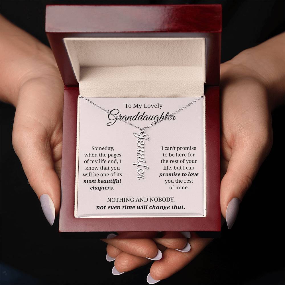 To My Granddaughter Custom Gift - Personalized Vertical Name Necklace