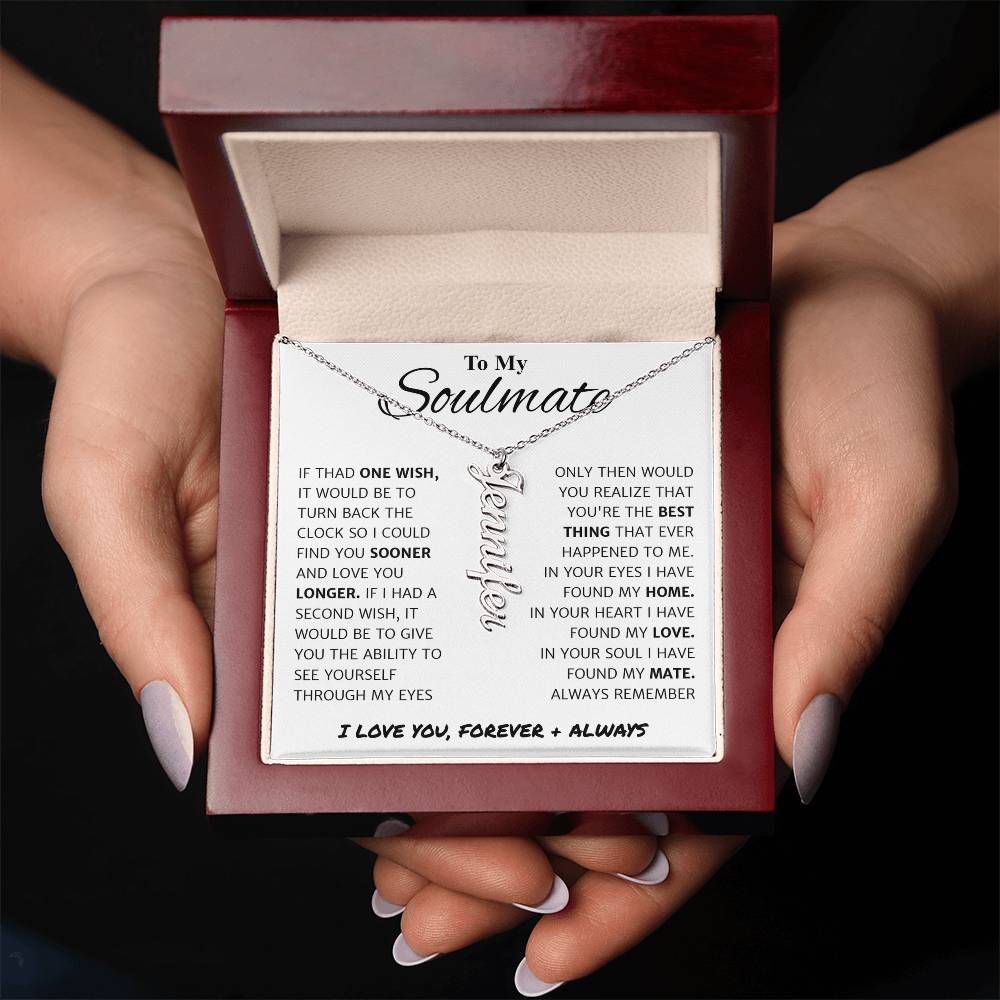 Soulmate Gift For Her - Personalized Vertical Name Necklace