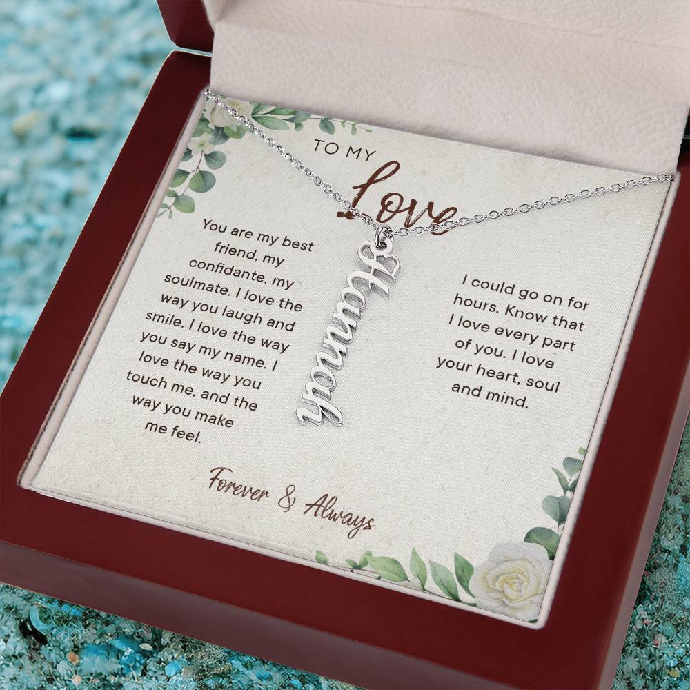 To My Love Gift For Her - Personalized Vertical Name Necklace