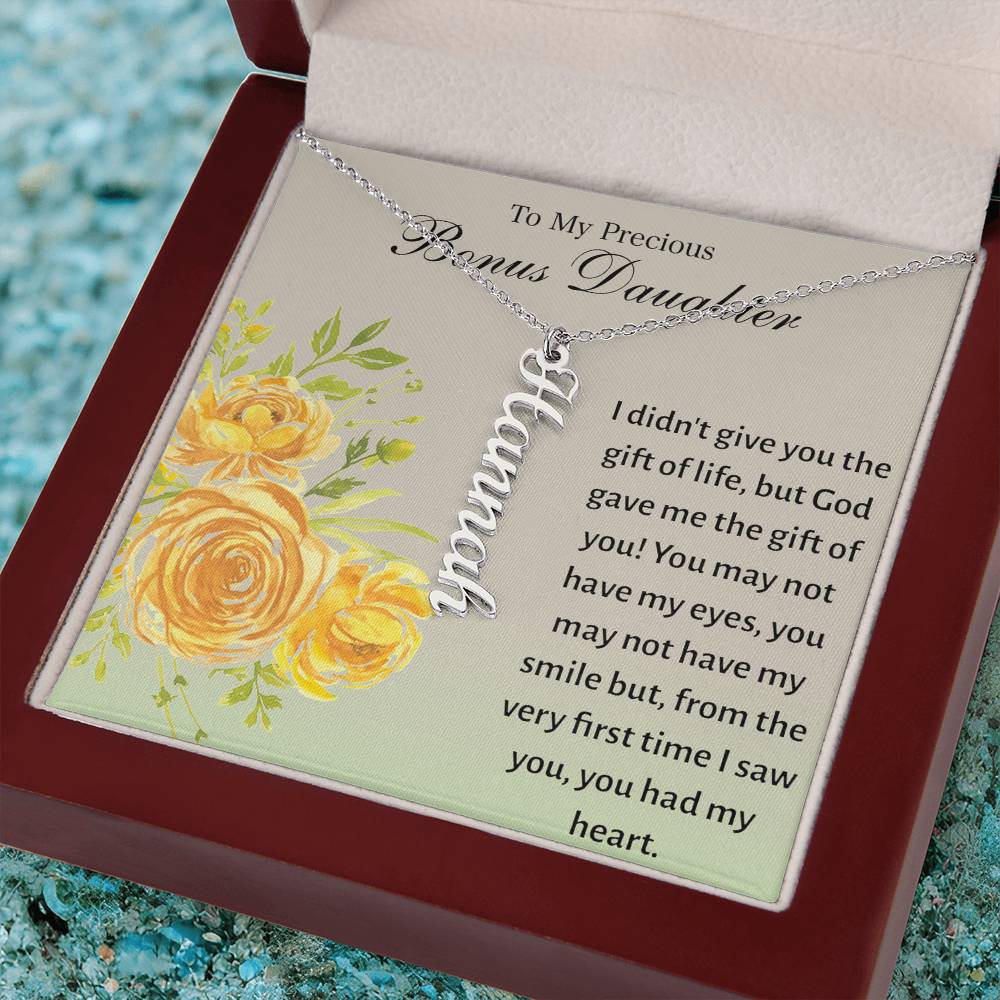 To My Bonus Daughter - Personalized Vertical Name Necklace