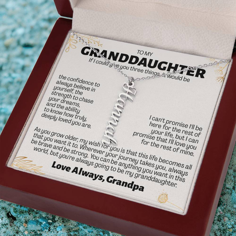 To My Granddaughter Gift From Grandpa - Personalized Vertical Name Necklace