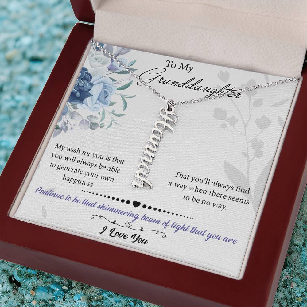 To My Granddaughter Custom Gift - Personalized Vertical Name Necklace